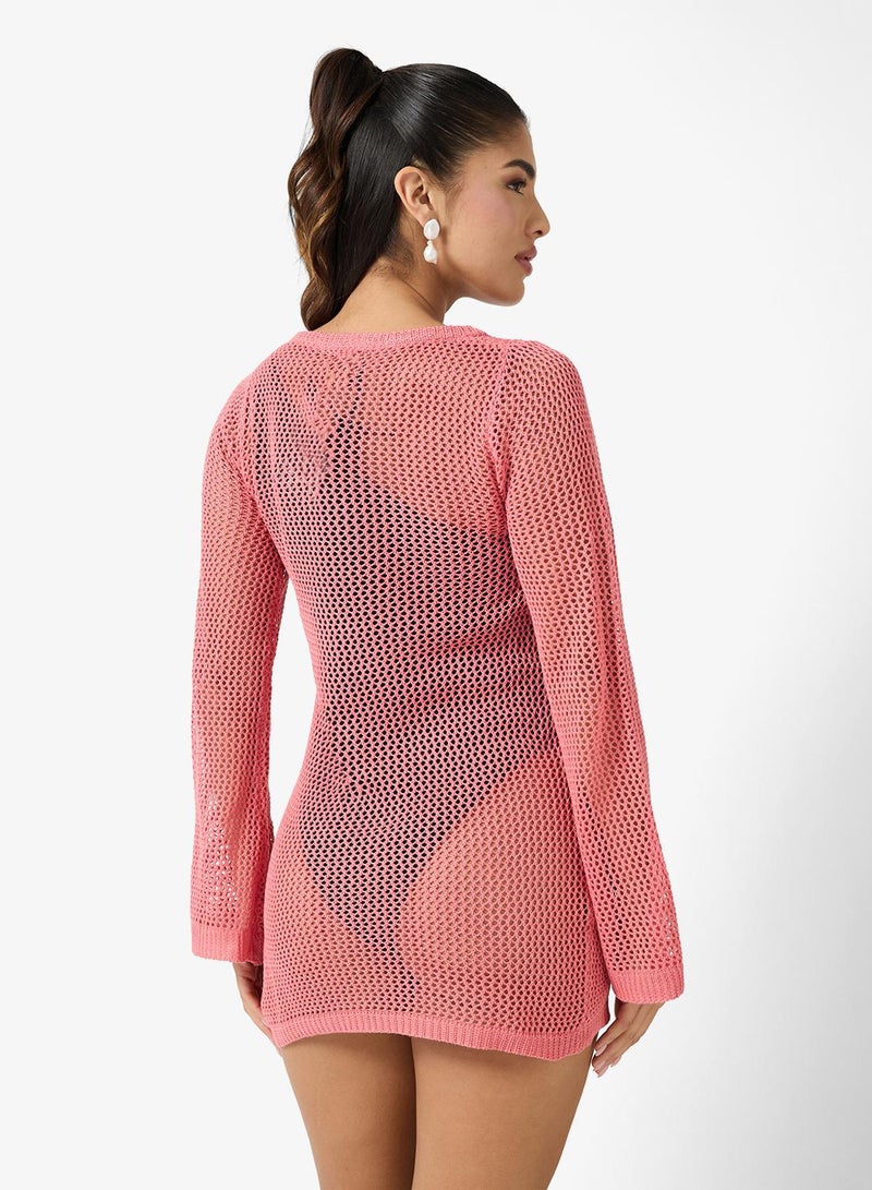 جينجر فستان قصير كروشيه بتفاصيل رينجر - Image 2